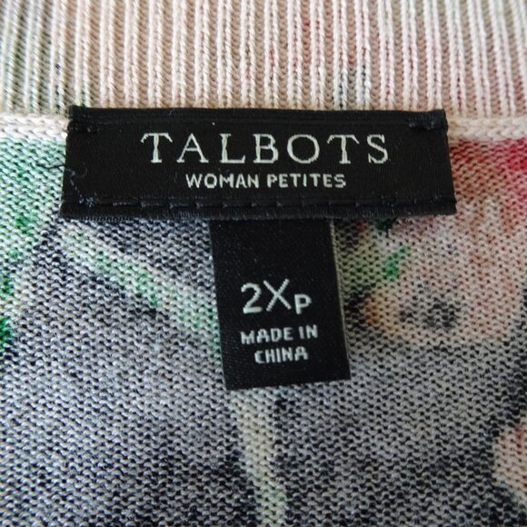 Talbots Floral Print Cardigan Sweater Women's Petite Plus Size 2X Black Pink - Picture 5 of 6